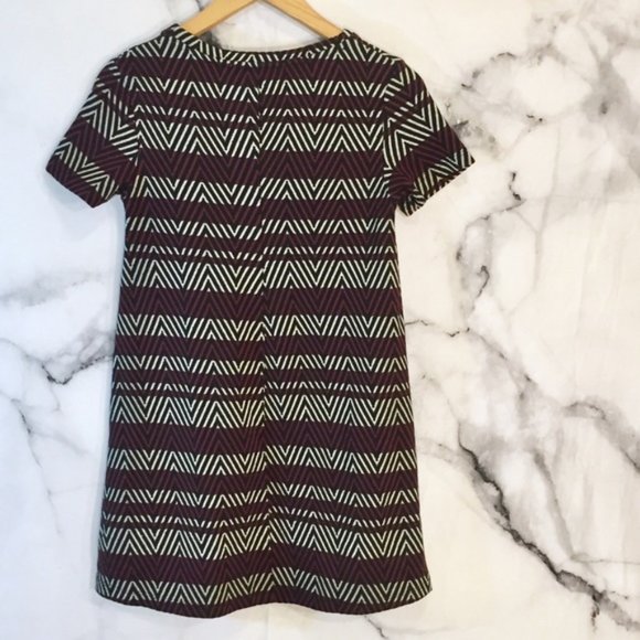Zara Striped Chevron Babydoll Jacquard Dress S - Picture 3 of 5